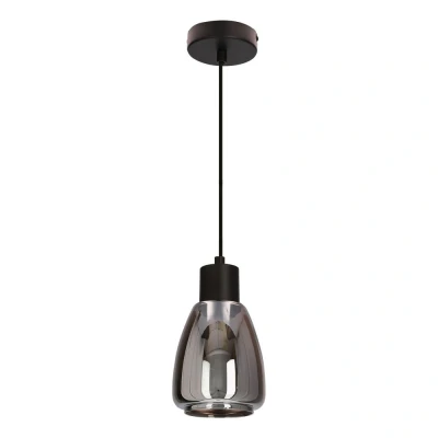 Obrázok používateľa Závesná lampa MOLDO čierna 1x40W E27 dymové tienidlo