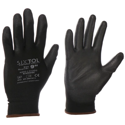 Obrázok používateľa Rukavice pracovní z polyesteru polomáčené v polyuretanu GLOVE PE PU 9, černé, velikost 9&quot;