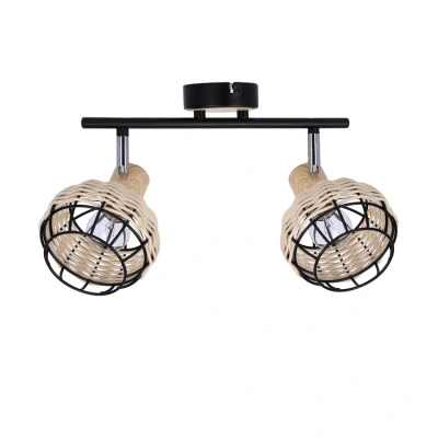 Obrázok používateľa Čierno krémové stropné svietidlo s tienidlom z kovu a ratanu ø 12 cm Tajga Candellux Lighting