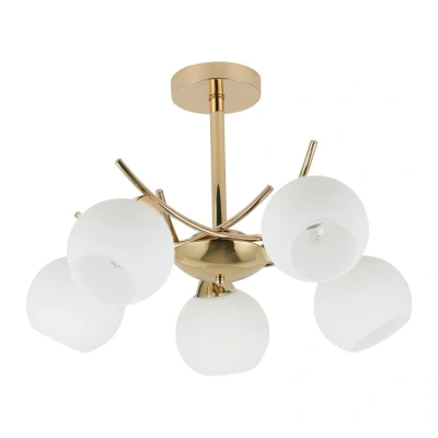Obrázok používateľa Biele/v zlatej farbe stropné svietidlo so skleneným tienidlom 52x52 cm Amos Candellux Lighting