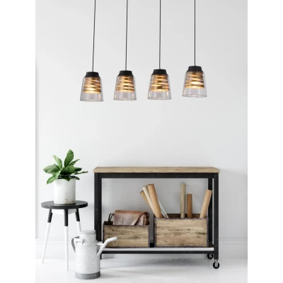Obrázok používateľa Čierne závesné svietidlo so skleneným tienidlom 15.5x84 cm Fresno Candellux Lighting