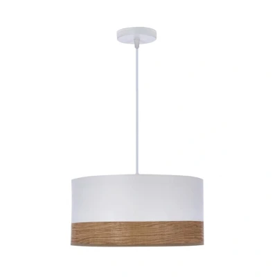 Obrázok používateľa Biele závesné svietidlo s textilným tienidlom/s tienidlom z dyhy ø 30 cm Bianco Candellux Lighting