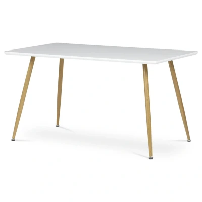 Obrázok používateľa Autronic Stůl jídelní 140x80, MDF, bílá matná deska, kovové nohy v barvě dubu. HT W1214 WT NOVINKA