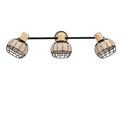 Obrázok používateľa Čierno krémové stropné svietidlo s tienidlom z kovu a ratanu ø 12 cm Tajga Candellux Lighting