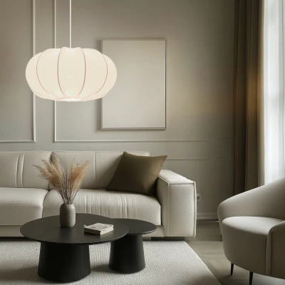 Obrázok používateľa Biele závesné svietidlo s textilným tienidlom ø 52 cm Cafee Candellux Lighting