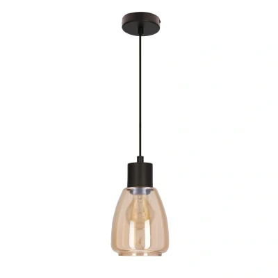 Obrázok používateľa Závesná lampa MOLDO čierna 1x40W E27 jantárové tienidlo