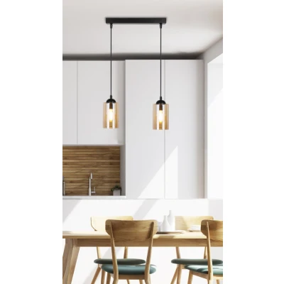 Obrázok používateľa Čierne závesné svietidlo so skleneným tienidlom 10x34 cm Bistro Candellux Lighting