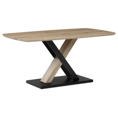 Obrázok používateľa Autronic Stůl jídelní 160x90cm, MDF, 3D dekor dub san remo, kovové nohy, černý lak. HT W1570 SRE NOVINKA