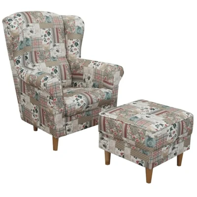 Obrázok používateľa Kreslo s taburetom ASTRID Patchwork Viorica 1