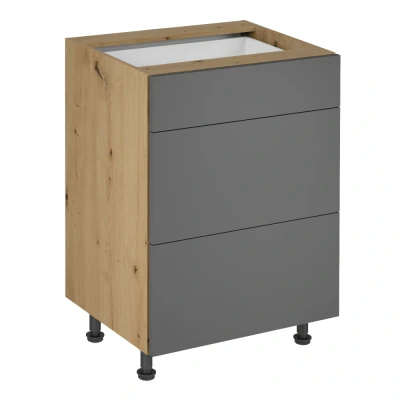 Obrázok používateľa Spodná skrinka LANGEN D60S3 PUSH OPEN Dub artisan / sivá